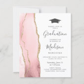 Budget Blush Pink Gold Agaat Afstuderen Uitnodigen (Voorkant)