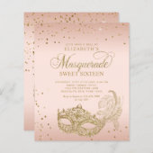 BUDGET Blush Pink Gold Glitter Masquerade Sweet 16 (Voorkant / Achterkant)
