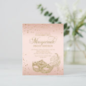 BUDGET Blush Pink Gold Glitter Masquerade Sweet 16 (Staand voorkant)