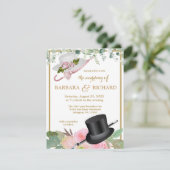 Budget Blush Pink Gold Romantic Floral Wedding Kaart (Staand voorkant)