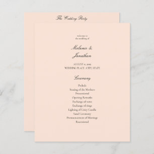 Budget Blush Pink Pastel Programme de mariage
