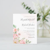 Budget Blush Pink Waterverf Floral Wedding Invite (Staand voorkant)