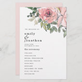 BUDGET Blush rose Florals Programme de mariage (Devant / Derrière)