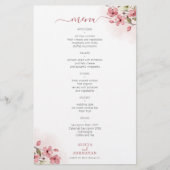 Budget blush roze bloemen bruiloft menu flyer (Voorkant)