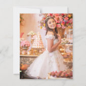 BUDGET Blush Roze Bloemen Foto Quinceañera (Achterkant)