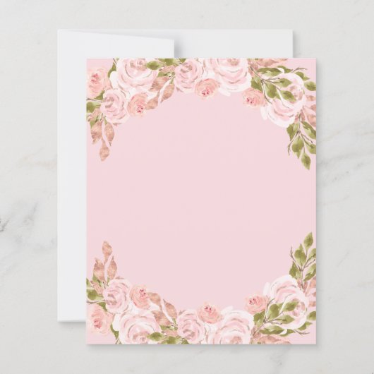 Budget Blush Roze Bloemen Quinceanera Save the Dat (Achterkant)