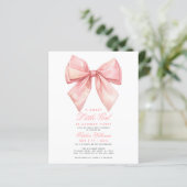 Budget Blush Roze Bow Baby shower Invitation (Staand voorkant)