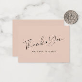 Budget blush roze bruiloft bedankt je script notitiekaartje (Voorkant / Achterkant in situ)