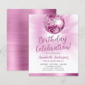 Budget Blush Roze Glitter 70s Disco Ball Verjaarda (Voorkant / Achterkant)