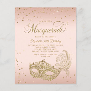 BUDGET Blush Roze Goud Glitters Maskerade Verjaard