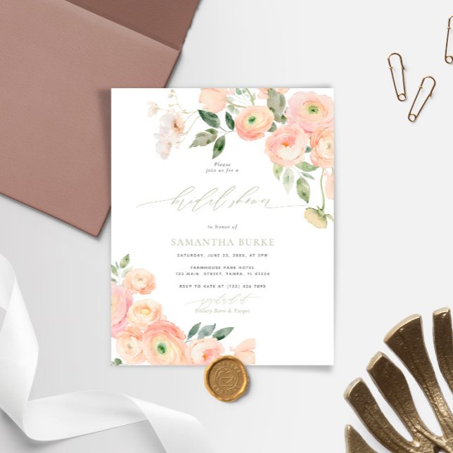 Budget Blush & Sage Green Bridal Shower Uitnodigin (Creator heeft geüpload)