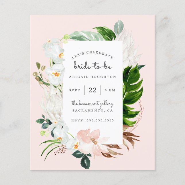 Budget Blush & Tropical Greenery Vrijgezellenfeest (Voorkant)