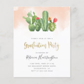 Budget Blush Waterverf & Cactus Graduation Party (Voorkant)