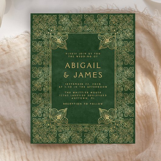 Budget  Boek Green Gold Wedding Invitation