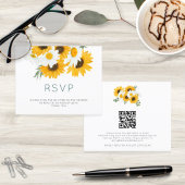 Budget Bohemian Sunflower Weddenschap QR Code RSVP