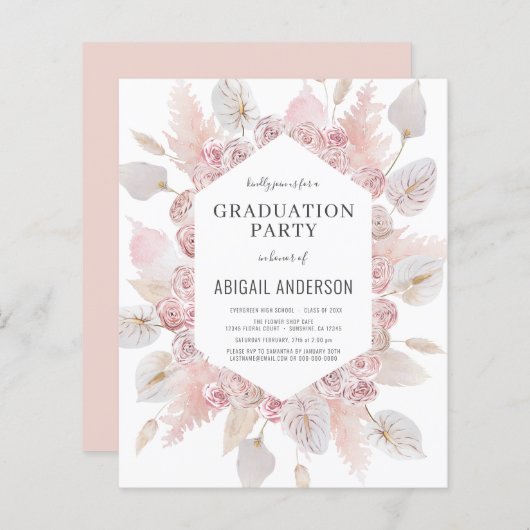 Budget Boho Afstudeerder Class of 2023 Party Invit (Voorkant / Achterkant)