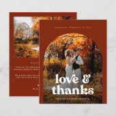 Budget Boho Arch Photo Mariage Carte de remercieme (Devant / Derrière)