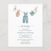 BUDGET BOHO Baby Clothes Boy Oh Baby shower nodigt (Voorkant)