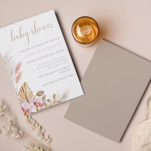 Budget Boho Baby shower Pampas Grass Floral Kaart