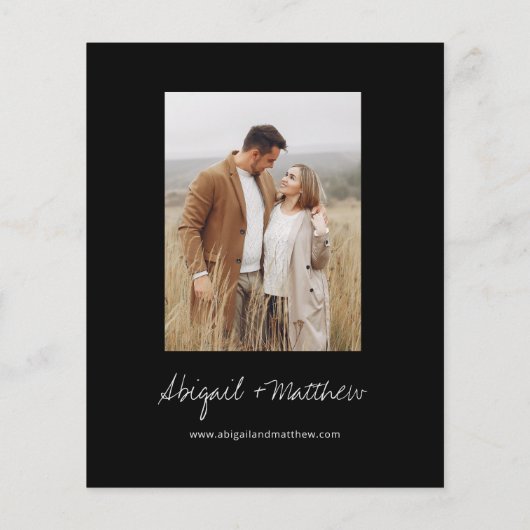 Budget Boho Black and White Wedding Invitation Flyer (Achterkant)