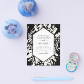 Budget Boho Black Beige Botanical Wedding Flyer (Enkel)