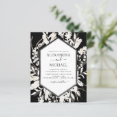 Budget Boho Black Botanical Wedding Invitation (Staand voorkant)