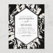Budget Boho Black Botanical Wedding Invitation (Voorkant)
