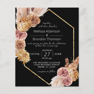 Budget Boho Black Wedding Flyer-uitnodiging