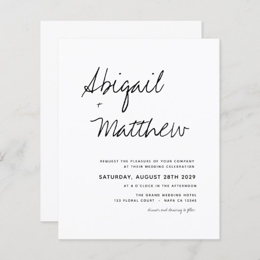 Budget Boho Black White Modern Wedding (Voorkant / Achterkant)