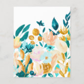 Budget Boho Blauwgroen Waterverf Floral Wedding In (Achterkant)