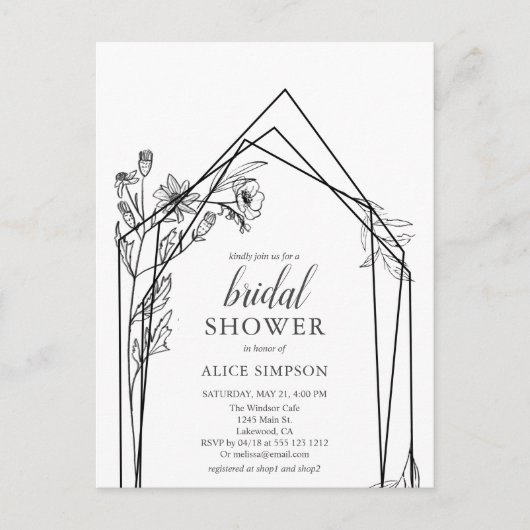 Budget Boho Bloemen Geometrische Bruiloft Uitnodig Uitnodiging Briefkaart (Voorkant)