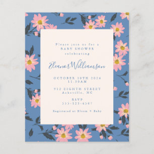 Budget Boho Blue Pink Floral Baby shower
