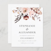 Budget Boho Blush Florals Verloving Mededeling (Voorkant / Achterkant)
