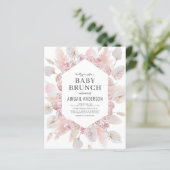 Budget Boho Blush Pink Baby Brunch Uitnodiging (Staand voorkant)