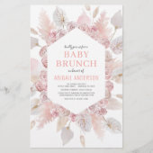 Budget Boho Blush Pink Baby Brunch Uitnodiging Flyer (Voorkant)
