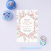 Budget Boho Blush Pink Baby Brunch Uitnodiging Flyer (Enkel)