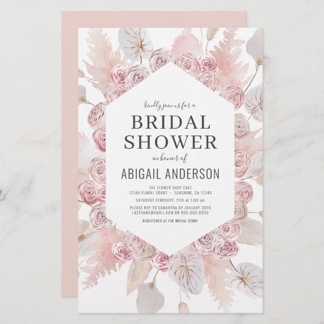 Budget Boho Blush Pink Bridal Shower (Voorkant / Achterkant)