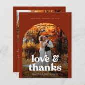 Budget Boho Boog Foto bruiloft Dank u kaart (Voorkant / Achterkant)