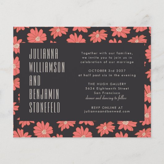 Budget Boho Botanical Black Red Floral Wedding (Voorkant)