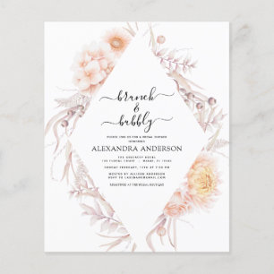 Budget Boho Brunch & Bubbly Bruidsuitnodiging Flyer