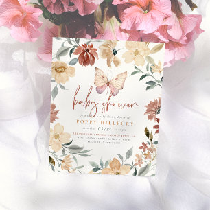 Budget Boho Butterfly Wildflower Girl Baby shower