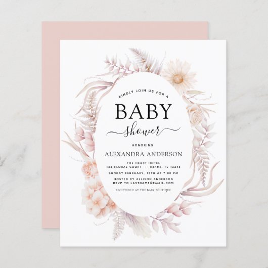 Budget Boho Chic Dusty Pink Desert Baby shower (Voorkant / Achterkant)
