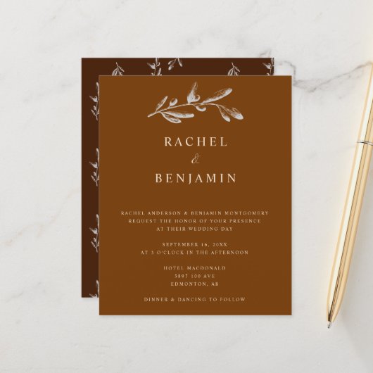 Budget Boho Chic Wedding Elegant Terracotta Copper (Voorkant / Achterkant in situ)