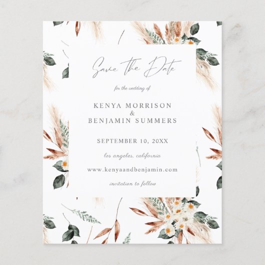 Budget Boho Copper & Beige Floral sparen de Datum Flyer (Voorkant)