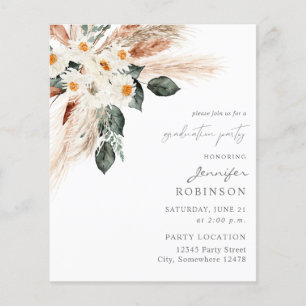 Budget Boho Copper Pampas Floral Gradual Party Flyer