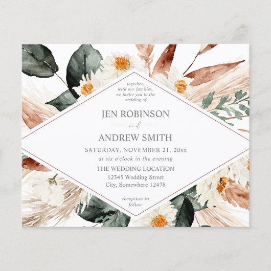 Budget Boho Copper Pampas Grass & Floral Wedding 2 Flyer (Voorkant)