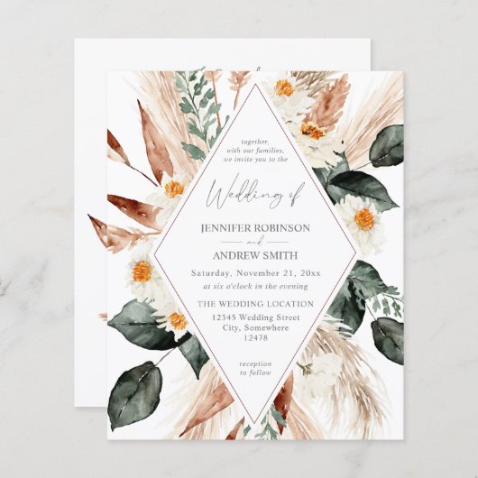 Budget Boho Copper Pampas Grass Wedding V3 (Voorkant / Achterkant)