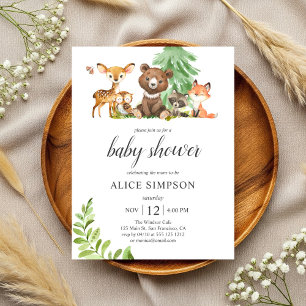 Budget Boho Cute Animals Woodland Baby shower Invi Uitnodiging Briefkaart