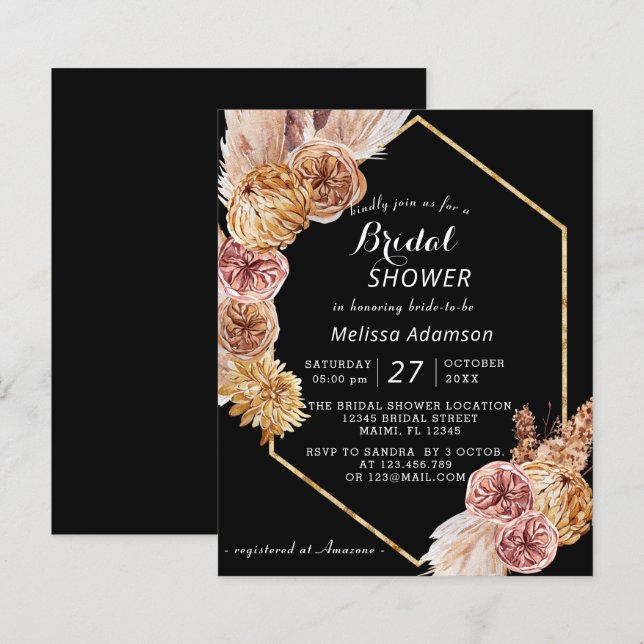 Budget Boho Desert Black Bridal Shower (Voorkant / Achterkant)
