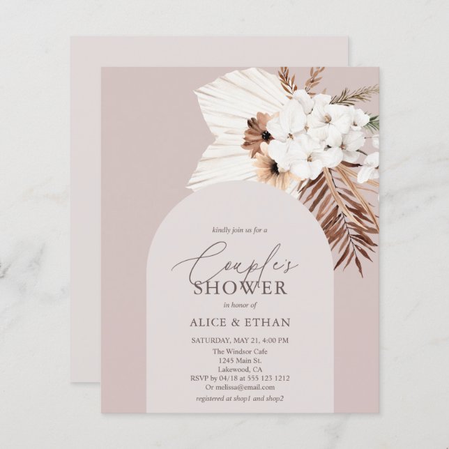 Budget Boho Dried Palm Leaves Couples Shower (Voorkant / Achterkant)